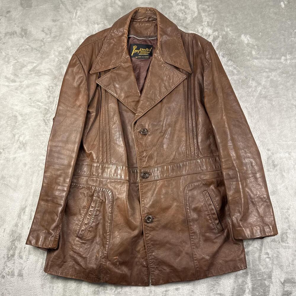 Vintage 70’s Imperial Leather and Sportswear Genuine Leather Jacket Coat Size 50